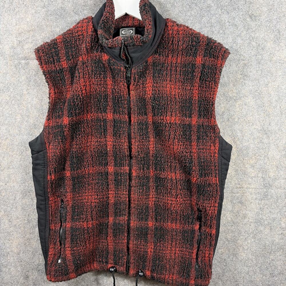 Woolrich Women's‎ Red/Black Hunt Plaid Fleece Full Zip Vest Size Small